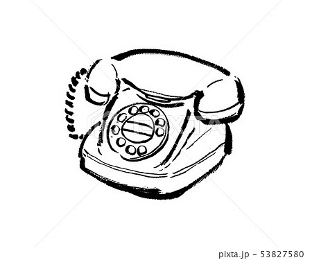 線画 白黒 モノクロ 黒電話 電話 昔の電話 レトロ レトロな電話 レトロな 昭和 昭のイラスト素材