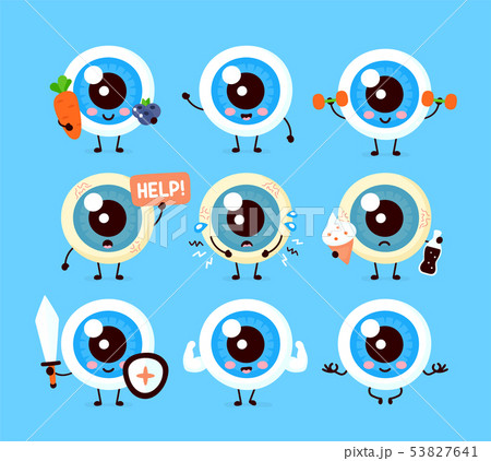 Cute healthy happy and sick sad eyeball 53827641