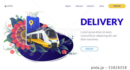 Web page design template for project delivery, transport, train. Modern vector illustration concepts Web page design template for project delivery, transport, train. Modern vector illustration concepts 53828358