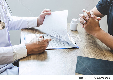 Professional doctor in white uniform gown coat and 53829393