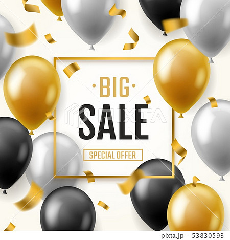 Balloons sale banner. Floating balloon advertising brochure fashion marketing discount shopping 53830593