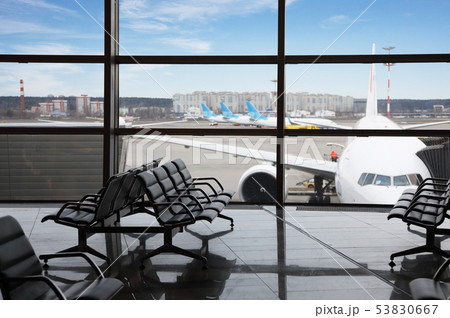 Empty lounge area of the airport terminal Empty lounge area of the airport terminal 53830667