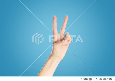 Hand show viktory sign, close up 53830740