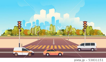 suburb road with transport 53831151