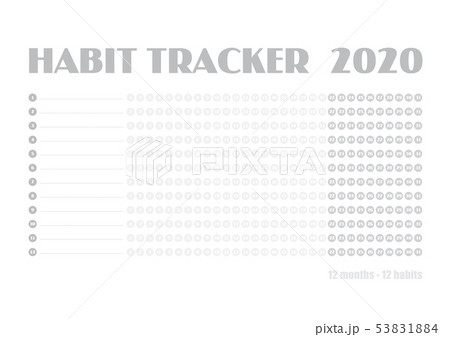Printable blank A4 size sheet of Habit tracker template 53831884