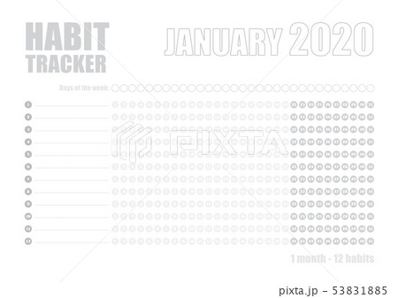 Printable blank A4 size sheet of Habit tracker template 53831885