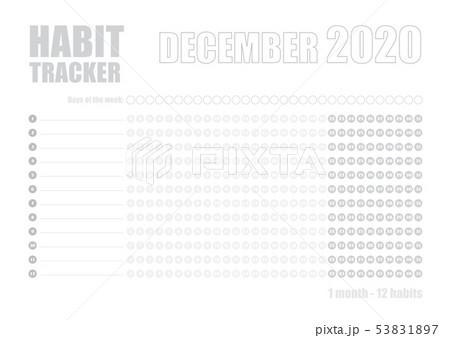 Printable blank A4 size sheet of Habit tracker template Printable blank A4 size sheet of Habit tracker template 53831897