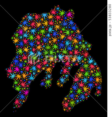 Mosaic Gambier Island Map of Colored Cannabis Leaves 53833280