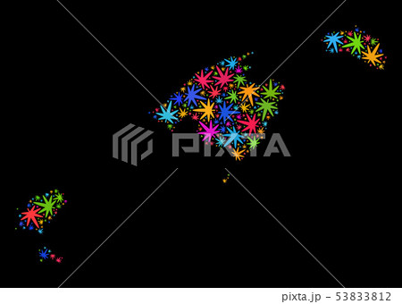 Mosaic Balearic Islands Map of Bright Cannabis Leaves 53833812