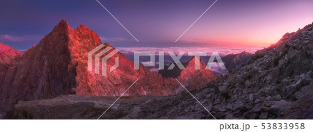 Mountains with Inversion at Sunset 53833958