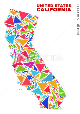 California State Map - Mosaic of Color Triangles 53834441