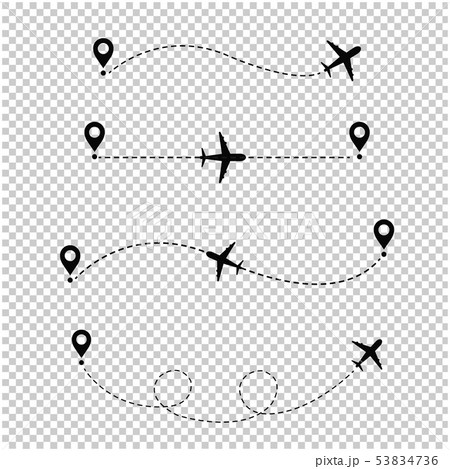 Airplane In The Dotted Line Transparent Background 53834736