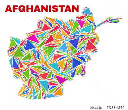 Afghanistan Map - Mosaic of Color Triangles 53834852