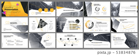 Presentation template, orange and black infographic elements. Vector slide template for business 53834876