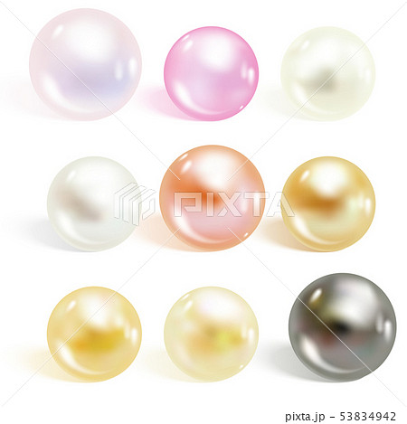 Realistic different colors pearls set. 53834942