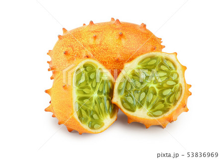 Kiwano or horned melon isolated on white background Kiwano or horned melon isolated on white background 53836969