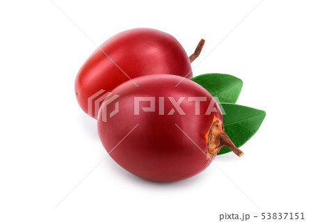 Fresh tamarillo fruit with leaves isolated on white background 53837151