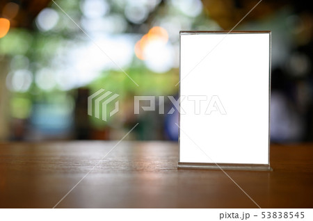 Stand Mock up Menu frame tent card blurred Stand Mock up Menu frame tent card blurred 53838545