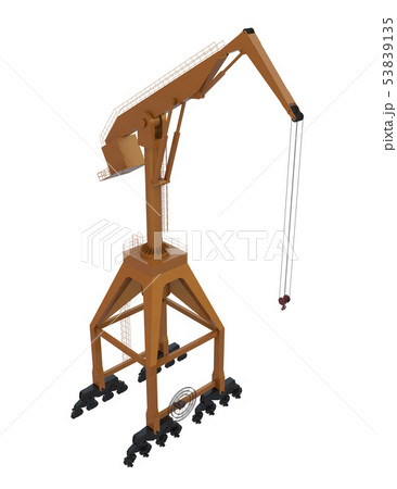 Crane port. 3d illustration. Isolated on the white background 53839135