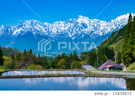 長野県 北アルプス 青鬼集落の原風景の写真素材