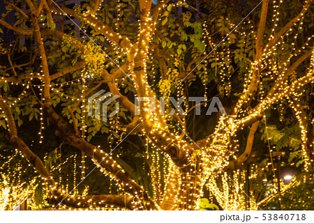 Blurred Decorative outdoor string lights Blurred Decorative outdoor string lights 53840718