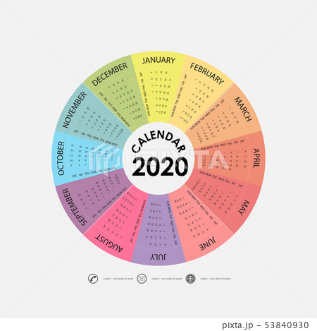2020 Calendar Template.Circle calendar 53840930