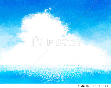 空と海と雲の水彩背景素材のイラスト素材