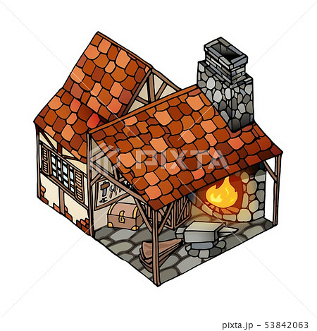 Vector Isometric House Old European のイラスト素材