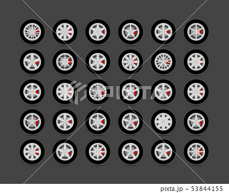 Set tires and wheels. Disc wheel car icon vector. Set tires and wheels. Disc wheel car icon vector. 53844155