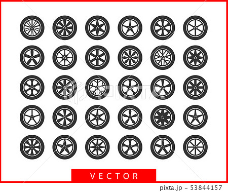 Set tires and wheels. Disc wheel car icon vector. Set tires and wheels. Disc wheel car icon vector. 53844157