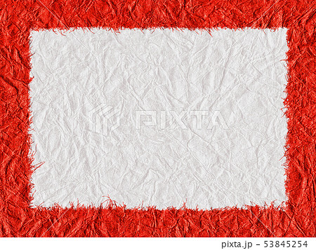 和紙皺大 フレーム 赤 白のイラスト素材