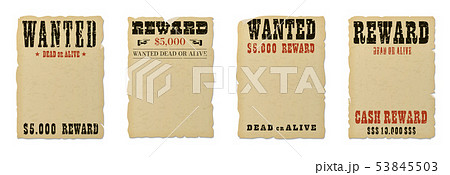 Wanted dead or alive blank poster template with 53845503