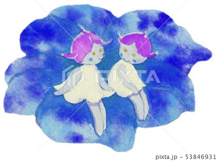 水彩画　花と妖精 53846931
