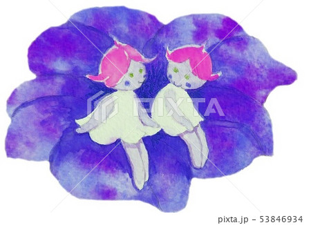 水彩画　花と妖精 53846934