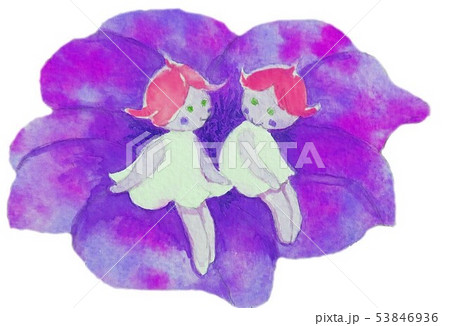水彩画　花と妖精 53846936