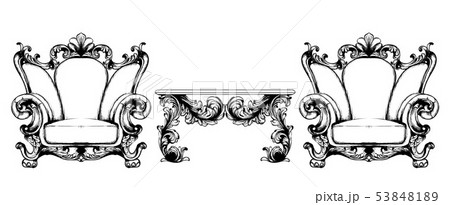 Rich baroque armchair Vector. Imperial style 53848189