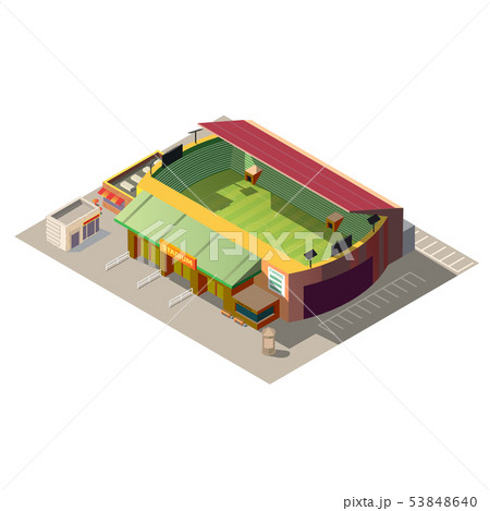 Soccer stadium building low poly isometric vector 53848640
