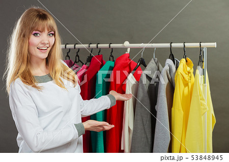 Pretty girl with new wardrobe. Pretty girl with new wardrobe. 53848945