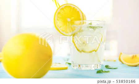 Cold sweet and sour lemonade drinks  53850166