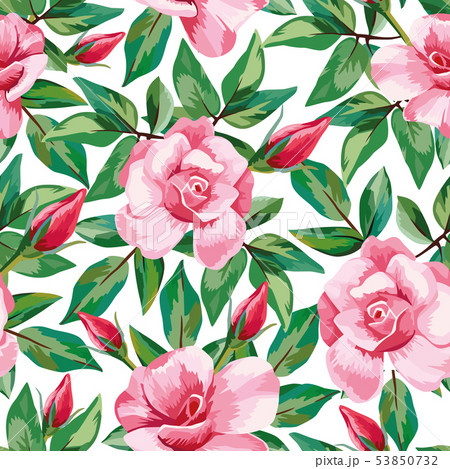 Rose pattern seamless white background 53850732