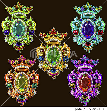 Vector Broche Crown Multicolored Clip Art 53852104