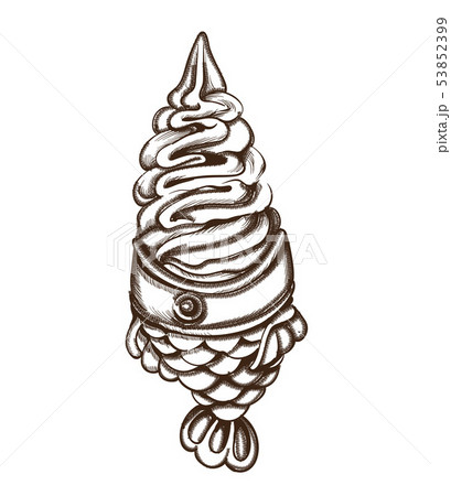 Ice cream in a cup Vector line art. Delicious 53852399