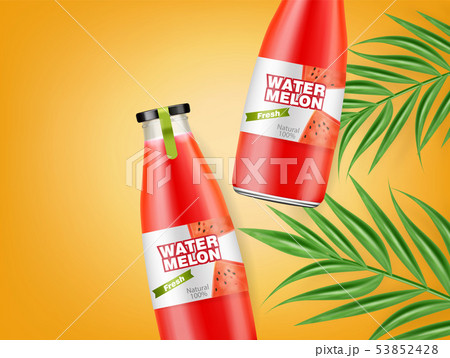 Watermelon juice bottles Vector realistic. Product Watermelon juice bottles Vector realistic. Product 53852428
