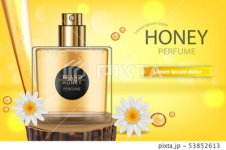 Perfume spray bottle with honey fragrance. Perfume spray bottle with honey fragrance. 53852613