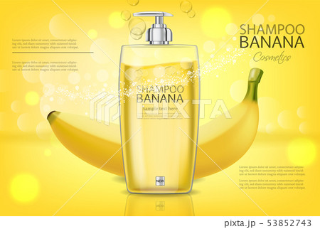 Banana shampoo Vector realistic mock up. Yellow Banana shampoo Vector realistic mock up. Yellow 53852743