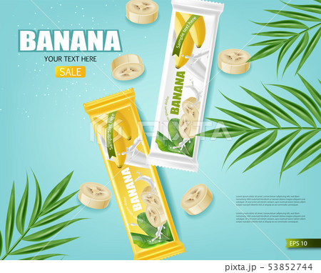 Banana chocolate Vector realistic mock up. Product 53852744