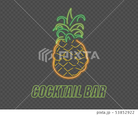Neon pineapple cocktail sign Vector. Summer party Neon pineapple cocktail sign Vector. Summer party 53852922
