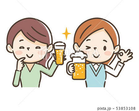 ビールを飲む女性のイラスト素材