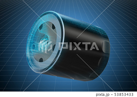 Visualization 3d cad model of oil filter 53853433