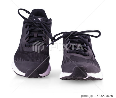 The Black sneakers running shoes isolated on white The Black sneakers running shoes isolated on white 53853670